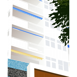 Simone Berriau - Hyères - La fresque de pascalet - détail des balcons