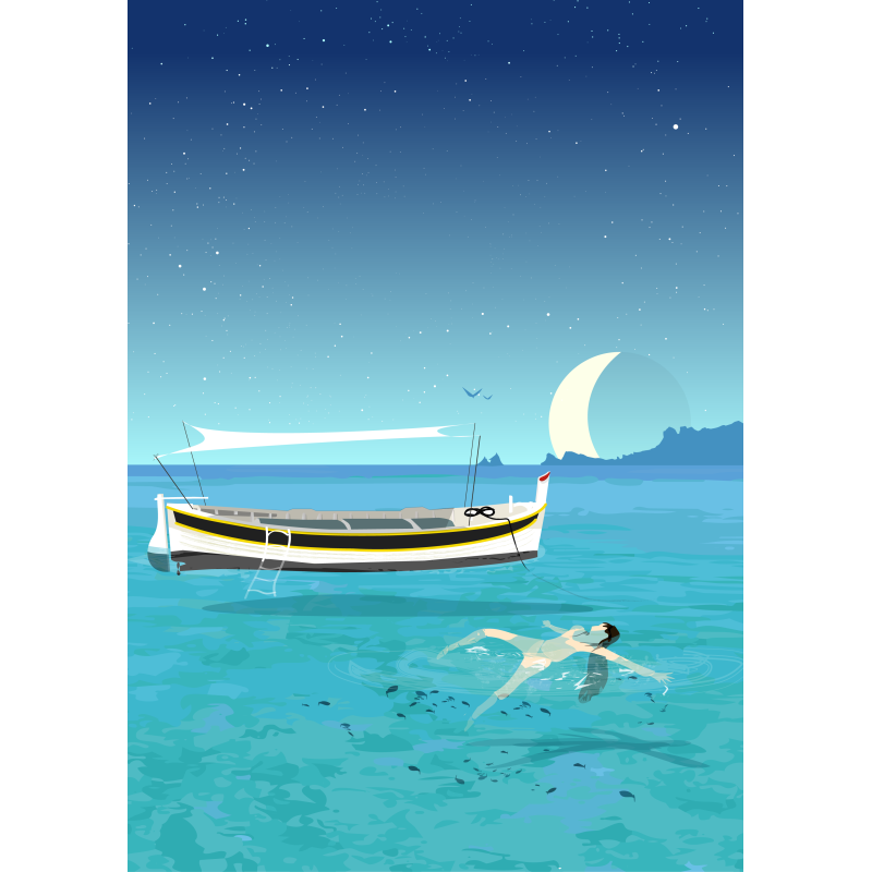 Baignade sous la lune